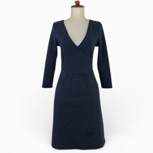 Anthro HD in Paris‎ V-Neck Dress Women’s XS Blue 3/4 Sleeve Faux Wrap Classic
